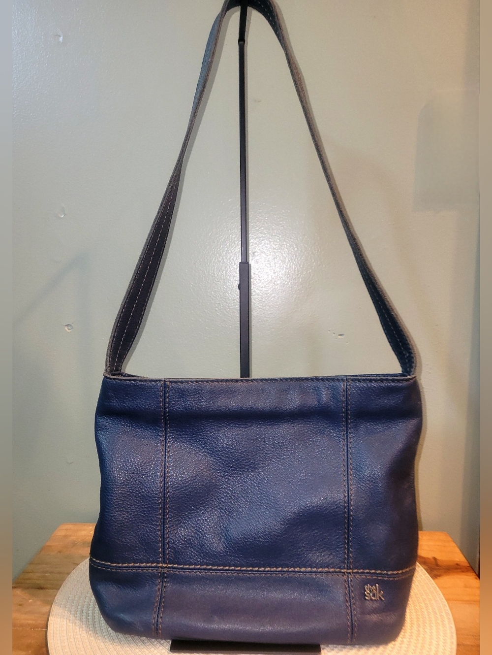 The Sak Navy Blue Leather Shoulder Bag